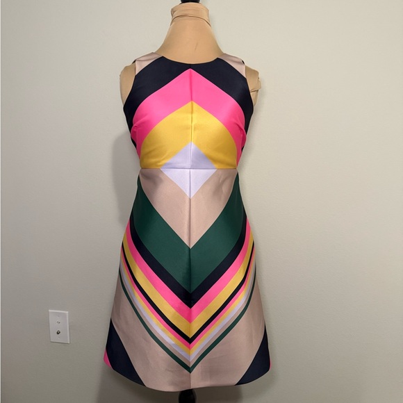 J. Crew Dresses & Skirts - Colorblock Chevron A-Line Dress in Pink, Yellow & Green